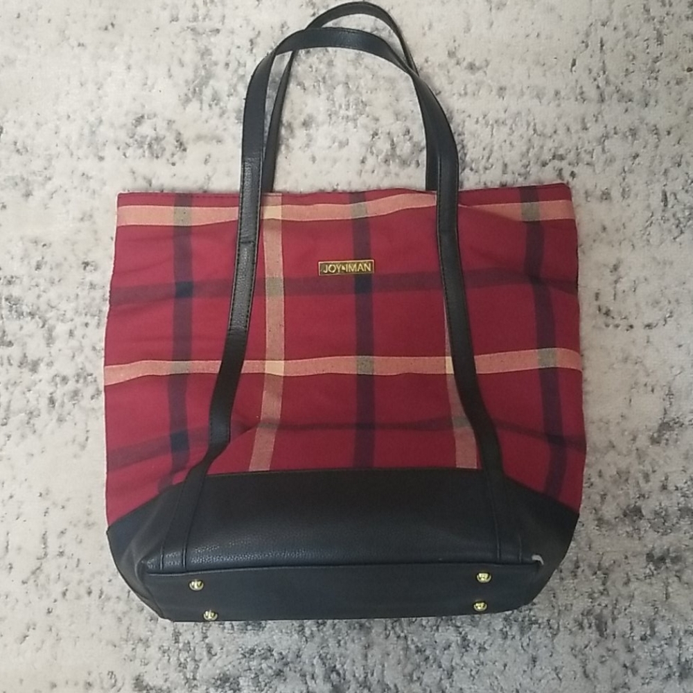 Joy & Iman Plaid Tote Purse